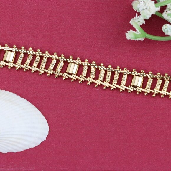 "Elegant Rose Gold Plated Textured Chain Bracelet, XPBL0867 - Picture 13 of 13